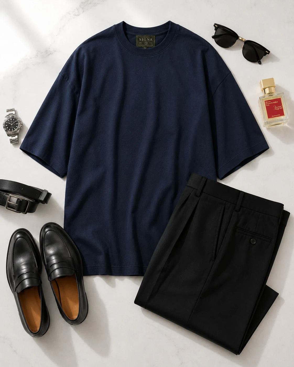 Look After Midnight com Camiseta 01 e alfaiataria preta